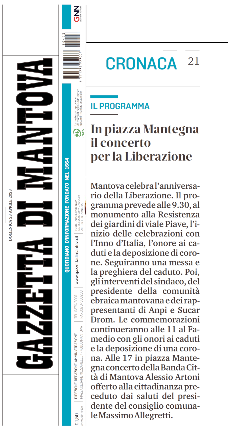 Gazz MN 23 4 23 In piazza Mantegna il concerto per la Liberazione